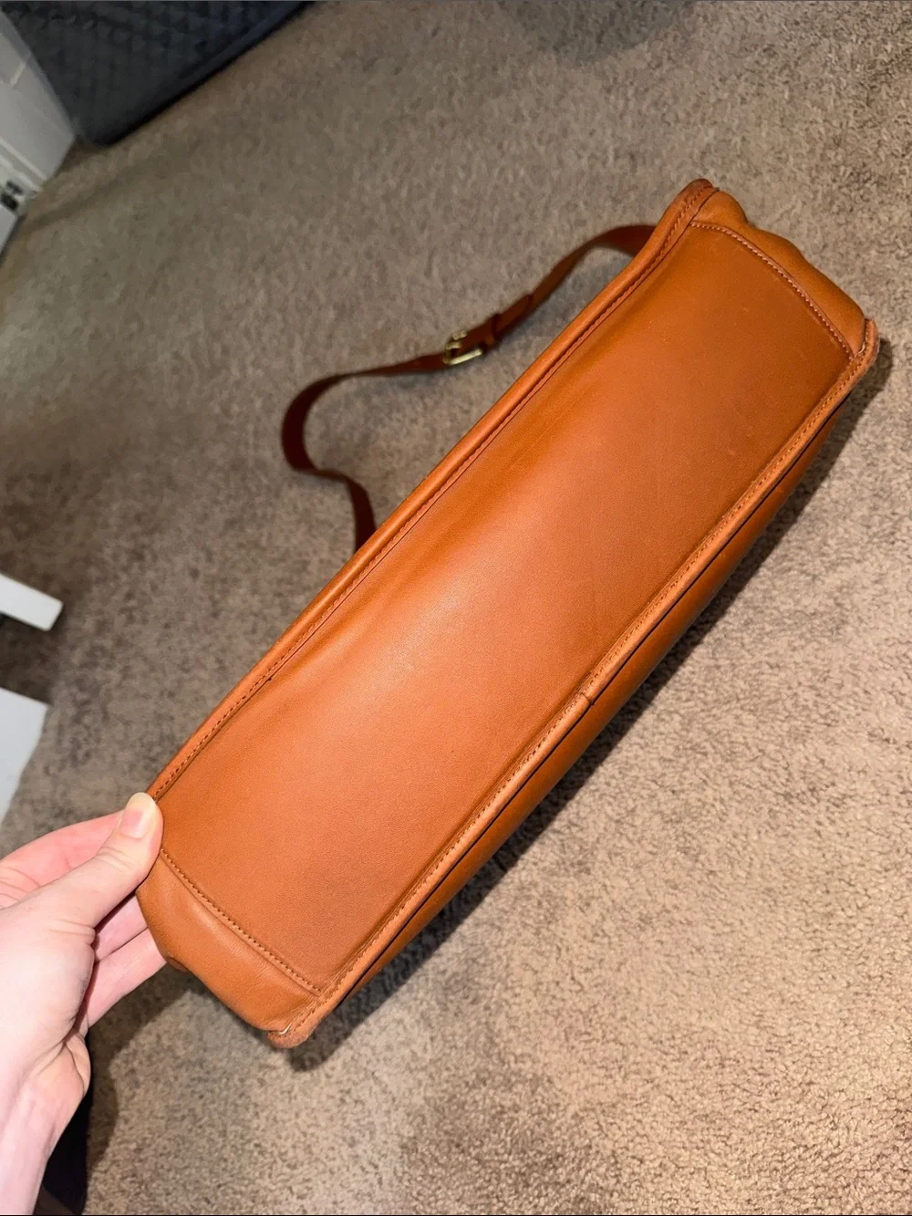 Coach Classic Brown Leather Messenger Bag with Shoulder Strap